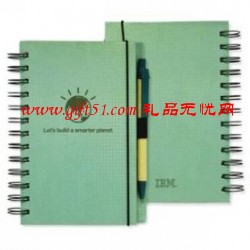 IBM綠色環保記事本,線圈筆記本定做,筆記本冊定制